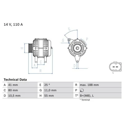 Afbeelding van Bosch Alternator/Dynamo 0 986 046 060