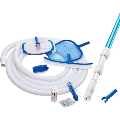 Afbeelding van Zwembad reinigingsset 8 delig incl. telescoopsteel, waterthermometer en meer