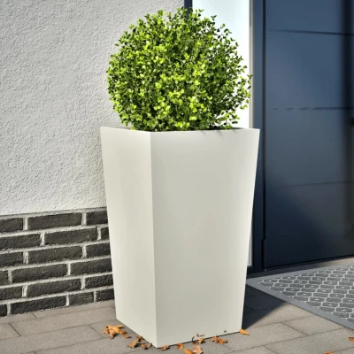 Afbeelding van vidaXL Plantenbakken 2 st 45x45x75 cm staal wit