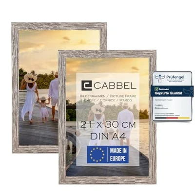 Afbeelding van CABBEL Set van 2 A4 fotolijsten 21 x 30 MDF donker eiken met onbreekbaar plexiglas, modern