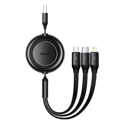 Afbeelding van Baseus Bright Mirror 2, USB 3 in 1 kabel voor micro / C Lightning 3,5A 1,1m (zwart) 3.5A Snel lader