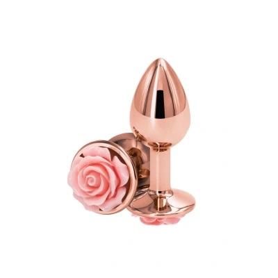 Afbeelding van Aluminium Buttplug met Roze Roos S