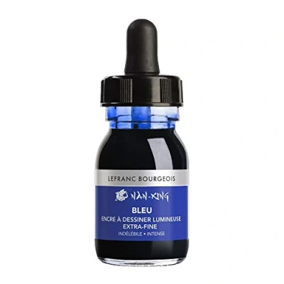 Afbeelding van Lefranc &amp; Bourgeois 301278 Nan King kalligrafie en pigmentinkt hoogglans voor de beste tekeningen, schetsen, fles van 30 ml, blauw