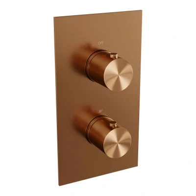 Afbeelding van Brauer Copper Edition inbouwthermostaat inbouwdeel 2 gladde knoppen PVD geborsteld koper