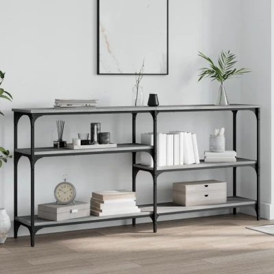 Afbeelding van Wandtafel 160x29x75 cm bewerkt hout grijs sonoma eikenkleurig