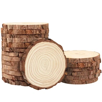 Afbeelding van Kurtzy Onbehandeld Natuur Houten Schijven (10pak) 12 14 cm Diameter en 10 mm Dik Rustiek Schijf met Schors &amp; Gladde Afwerking Kunst Hobby, DIY, Onderzetters, Decoraties, Kerst Ornamenten