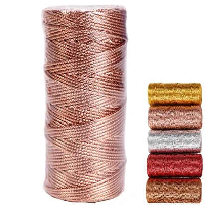 Afbeelding van Metalen koord, goudkleurig, decoratief, 100 m, gouddraad, Kerstmis, voor doe het zelf, handwerk, decoratie, knutselen, gevlochten, verpakking, geschenken, maken van sieraden, 1 rol
