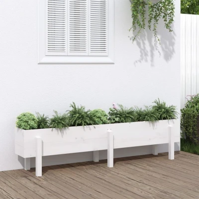 Afbeelding van Plantenbak verhoogd 160x30x38 cm massief grenenhout wit