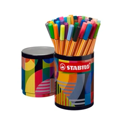 Afbeelding van STABILO point 88 Fineliner 0.4 mm ARTY Ronde Metalen Etui Met 45 Verschillende Kleuren