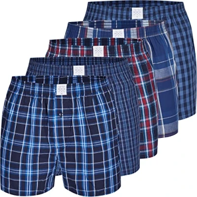 Afbeelding van MG 1 Wijde Boxershorts heren 5P D623 Multipack Blauw Maat XXL Losse boxershort