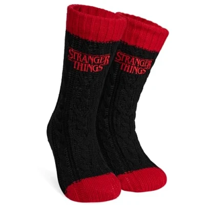 Afbeelding van Stranger Things Pantoffels voor dames, gevoerd, antislip, fantasie, cadeau idee, meisjes, tieners, zwart.