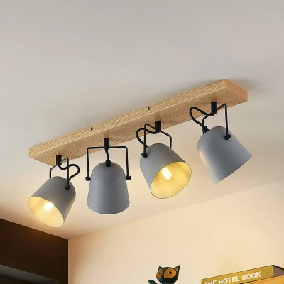 Afbeelding van Lindby Adalin plafondlamp, 4 lamps, grijs