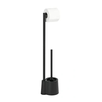 Afbeelding van WENKO Toiletbutler Avola RVS zwart Toiletrolhouder, Toiletborstel met houder