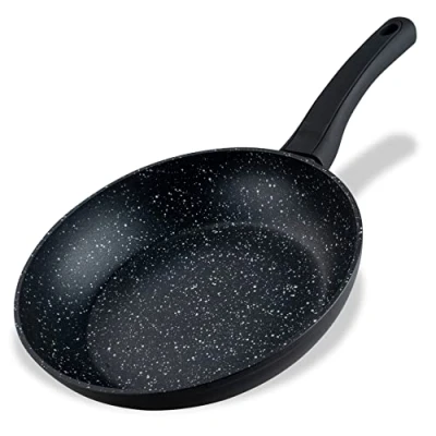 Afbeelding van Fackelmann Marble braadpan, 24 cm, antiaanbaklaag, van 90% gerecycled aluminium met ergonomische kunststof handgreep, kleine inductiepan voor koken en braden