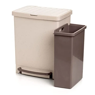 Afbeelding van TATAY Recyclingemmer 17 l + 8 25 totale capaciteit met liter scheidingspedaal, polypropyleen, BPA vrij, 100% gerecycled kunststof, afmetingen: 33,5 x 31 42 cm