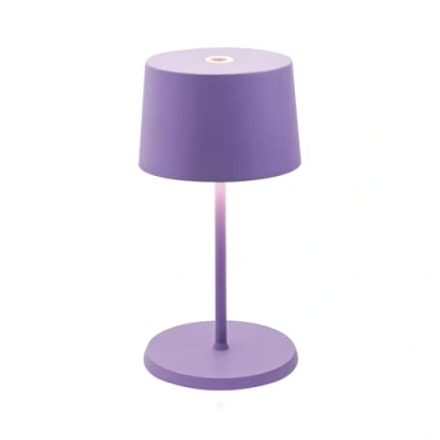 Afbeelding van Zafferano, Olivia Mini tafellamp, draagbaar, oplaadbaar, met touch bediening, geschikt voor woonkamer en buiten, dimmer 2700 3000 K, hoogte 22 cm, kleur lila