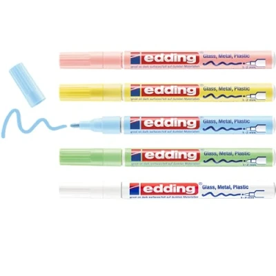 Afbeelding van edding 751 glanslakmarker set van 5 assorti pastel