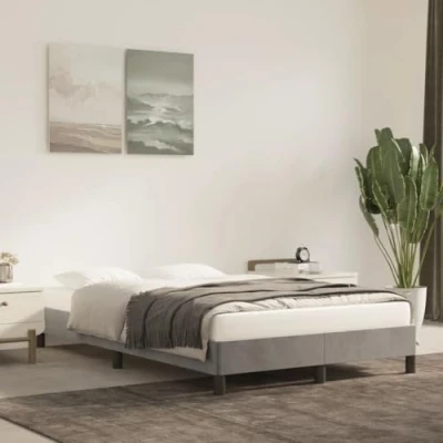 Afbeelding van Bedframe fluweel lichtgrijs 120x190 cm
