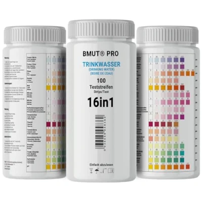 Afbeelding van 16 in 1 drinkwaterteststrips, watertester, 100 stuks, voor leidingwater, waterkwaliteit, analyse, totale hardheid, lood, koper, nitraat