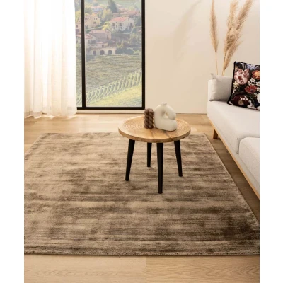 Afbeelding van Viscose Tapijt/Vloerkleed Vierkant Glamour Bruin 100x100 Cm