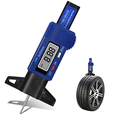Afbeelding van Colexy Digitale bandendieptemeter met draagbaar lcd display, 0 26 mm, voor auto&#039;s, bestelwagens, vrachtwagens en motorfietsen, blauw