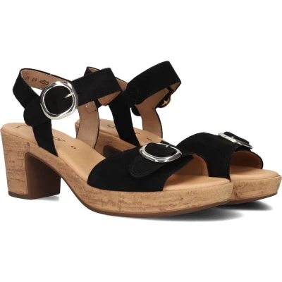 Afbeelding van Gabor Plateau Sandalen met plateauzool, Dames, Maat: 40.5, Schwarz Veloursleer
