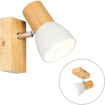 Afbeelding van QAZQA thorin Landelijke Wand en Plafondspot Spotje Opbouwspot voor binnen 1 lichts D 13.9 cm Naturel Woonkamer Slaapkamer Keuken