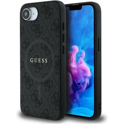 Afbeelding van Guess Hoesje Geschikt voor Apple iPhone 16e Hard Case 4G Monogram Logo Back Cover Zwart