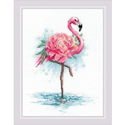 Afbeelding van Borduurpakket Blooming Flamingo