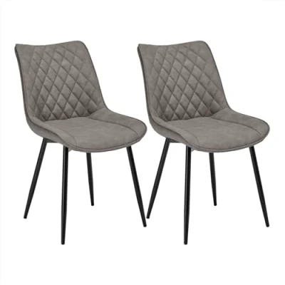Afbeelding van WOLTU BH210dgr 2 Eetkamerstoelen, set van stuks, keukenstoelen, zitting kunstleer, metalen poten, donkergrijs