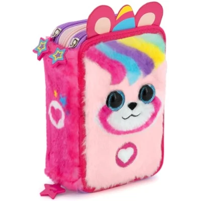 Afbeelding van Julian Ross drievoudig gevoerd etui, 44 schoolaccessoires, 20 cm, Pandacorno Fluffy, pennenhouder