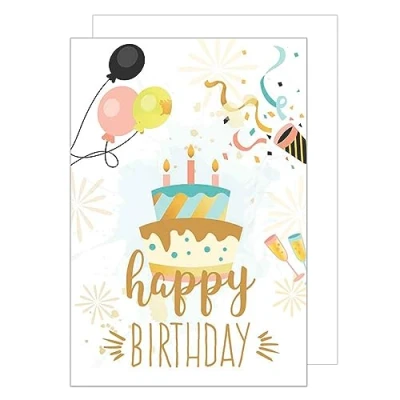 Afbeelding van Edition Seidel XXL verjaardagskaart met envelop DIN A4 wenskaart Happy Birthday bankbiljetten voor mannen en vrouwen gouden spreuken taart motief (A4 G2650)
