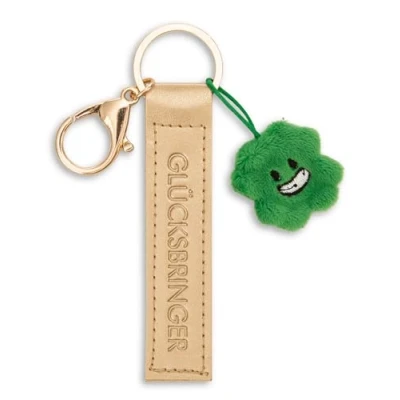 Afbeelding van Magni, Vrouwen, Sleutelhanger, NICI Schlüsselanhänger Glücksbringer Kunstlederband mit Kleeblatt gold 10cm, Goud