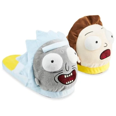Afbeelding van RICK AND MORTY Herenpantoffels 3D warme pluche pantoffels voor heren en tieners antislipzool cadeaus hem, Meerkleurig