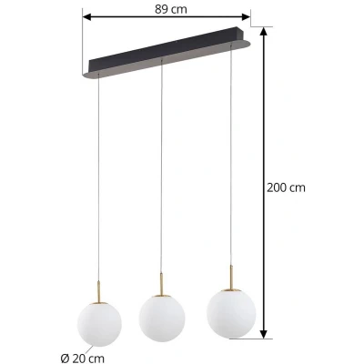 Afbeelding van Lucande LED hanglamp Joran, 3 lamps, wit, glas