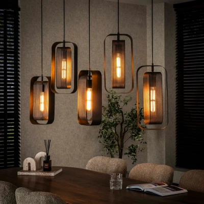 Afbeelding van Kasey hanglamp 5L artic zwart