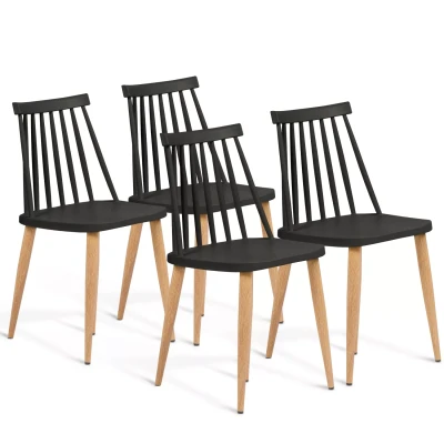 Afbeelding van Lot de 4 chaises LILY noires pour salle à manger