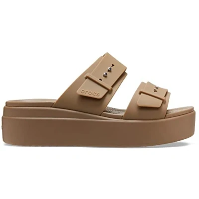 Afbeelding van Crocs Brooklyn Lowwdg W Muiltjes, Dames, Maat: 37/38, Khaki Kunststof