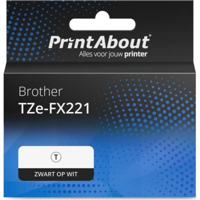 Afbeelding van Huismerk Brother TZe FX221 Tape Zwart op wit (9 mm)