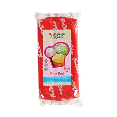 Afbeelding van FunCakes Fire Red Fondant: eenvoudig te bedienen, glad, elastisch, zacht en zacht, perfect voor het versieren van taarten, halal, koosjer glutenvrij, 1 kg, FC97360, vuurrood