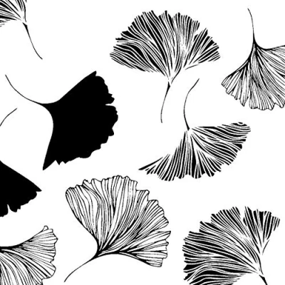 Afbeelding van Tischdeko Ginkgo cocktailservetten, zwart/wit, 20 stuks