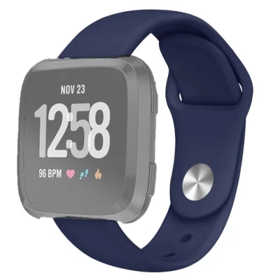 Afbeelding van Fitbit Versa 1 / 2 &amp; Lite siliconen bandje Maat: Small Donkerblauw