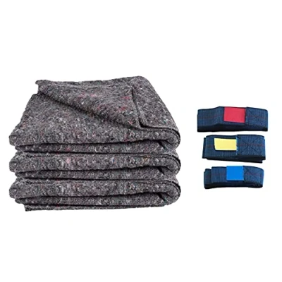 Afbeelding van Kortpack Set van 3 verhuisdekens 150 x 200 cm 1,1 kg + verschillende elastische banden