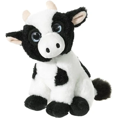 Afbeelding van Zwart met witte pluche koe/koeien knuffels 14 cm Boerderij knuffeldieren voor kinderen