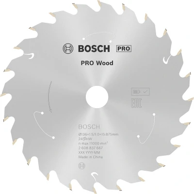 Image de BOSCH 2608837667 lame de scie circulaire Standard pour bois scies sans fil 136 x 15.875 1.5/1.0 mm, 24T