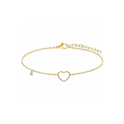 Afbeelding van Lucardi Dames Stalen goldplated Armband met open hart bol Staal Goudkleurig 20 cm