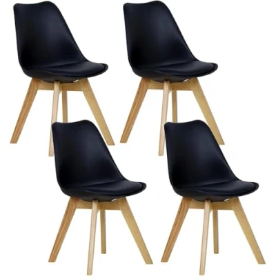 Afbeelding van WOLTU 4 x eetkamerstoelen voor keukens, woonkamer, slaapkamer, zwart BH29sz