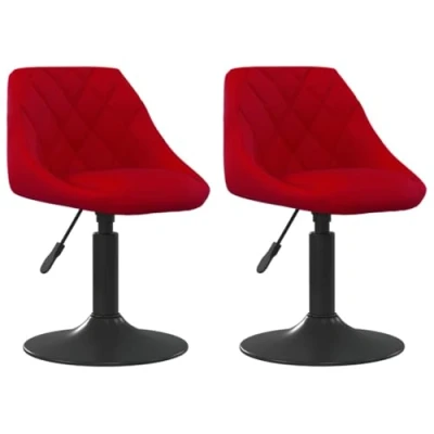 Afbeelding van vidaXL Eetkamerstoelen draaibaar 2 st fluweel wijnrood