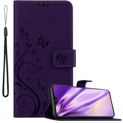 Afbeelding van Cadorabo Hoesje geschikt voor Huawei MATE 30 in BLOEMEN DONKER PAARS Beschermhoes bloemmotief met magnetische sluiting, standfunctie en kaartsleuven Book Case Cover Etui