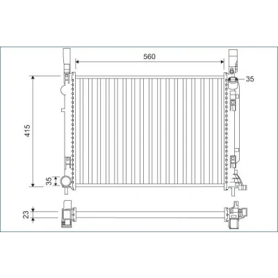 Afbeelding van VALEO 701157 Radiateur Aluminium 560 415 23 Zonder thermostaat Koelribben mechanisch gelast RENAULT: Kangoo II Express